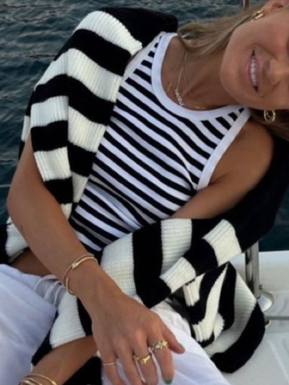 Striped Black & White Women's Tank - Classic Crew
